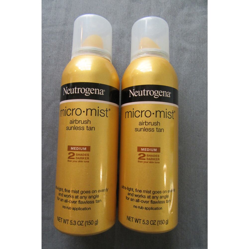 (2) Neutrogena Micro Mist Airbrush Sunless Spray Tan MEDIUM INTENSITY 5.3oz NEW